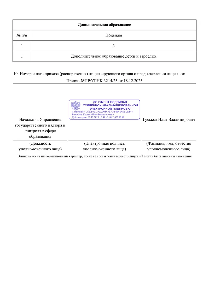 Приложение к образовательной лицензии № Л035-01298-77/04021301 с печатью Департамент образования и науки города Москвы